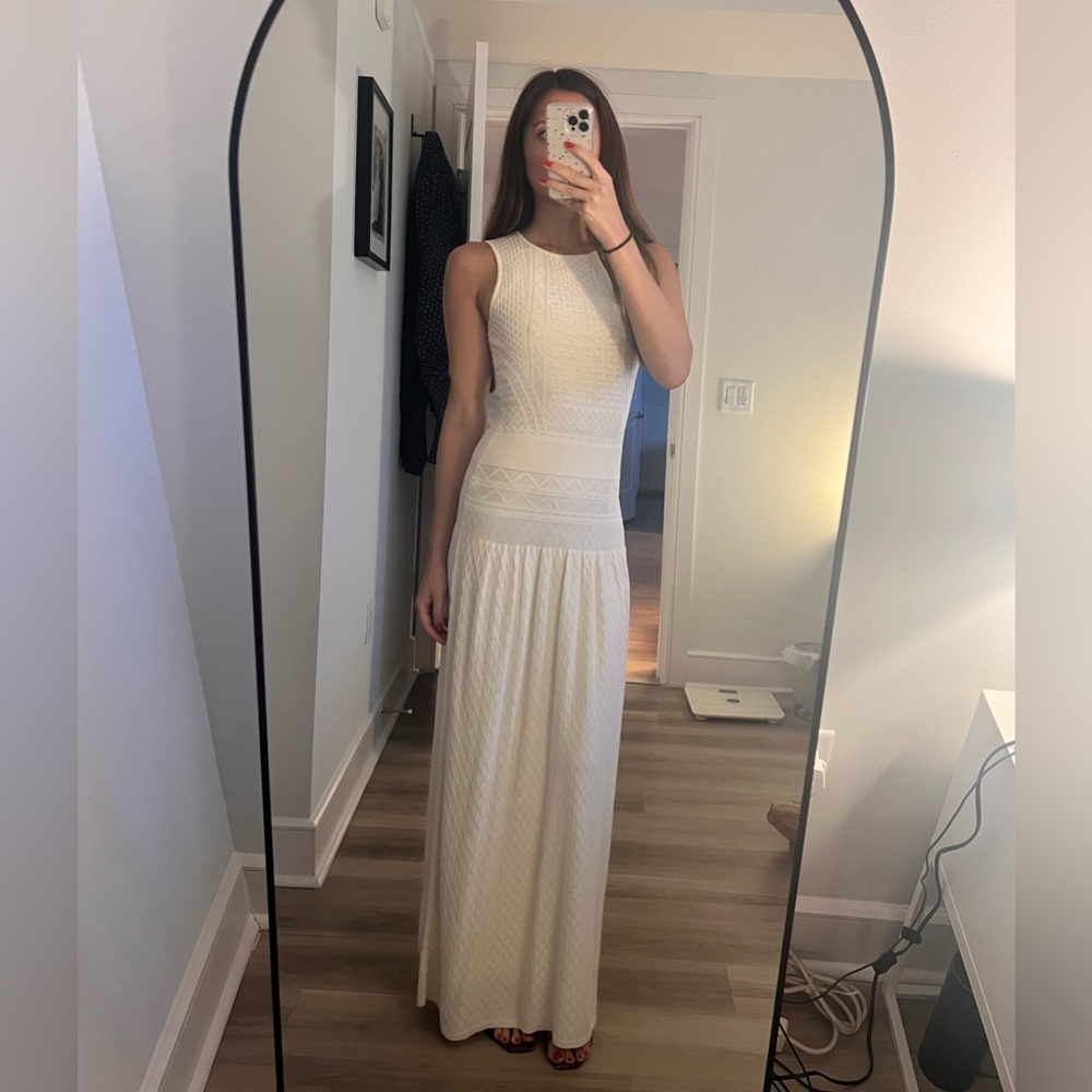 BCBG White Maxi Dress in knit